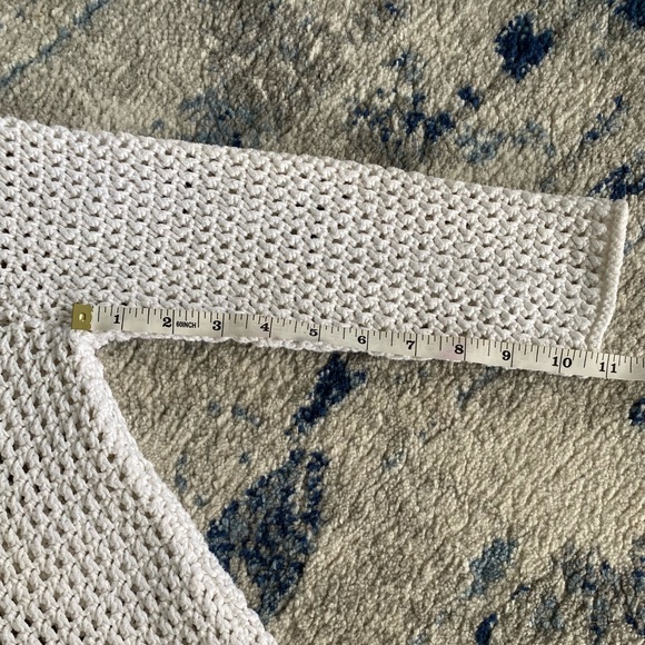 LAUREN by Ralph Lauren HAND KNIT WHITE 100% COTTON 3/4 sleeve sweater SIZE P/M - Picture 7 of 10